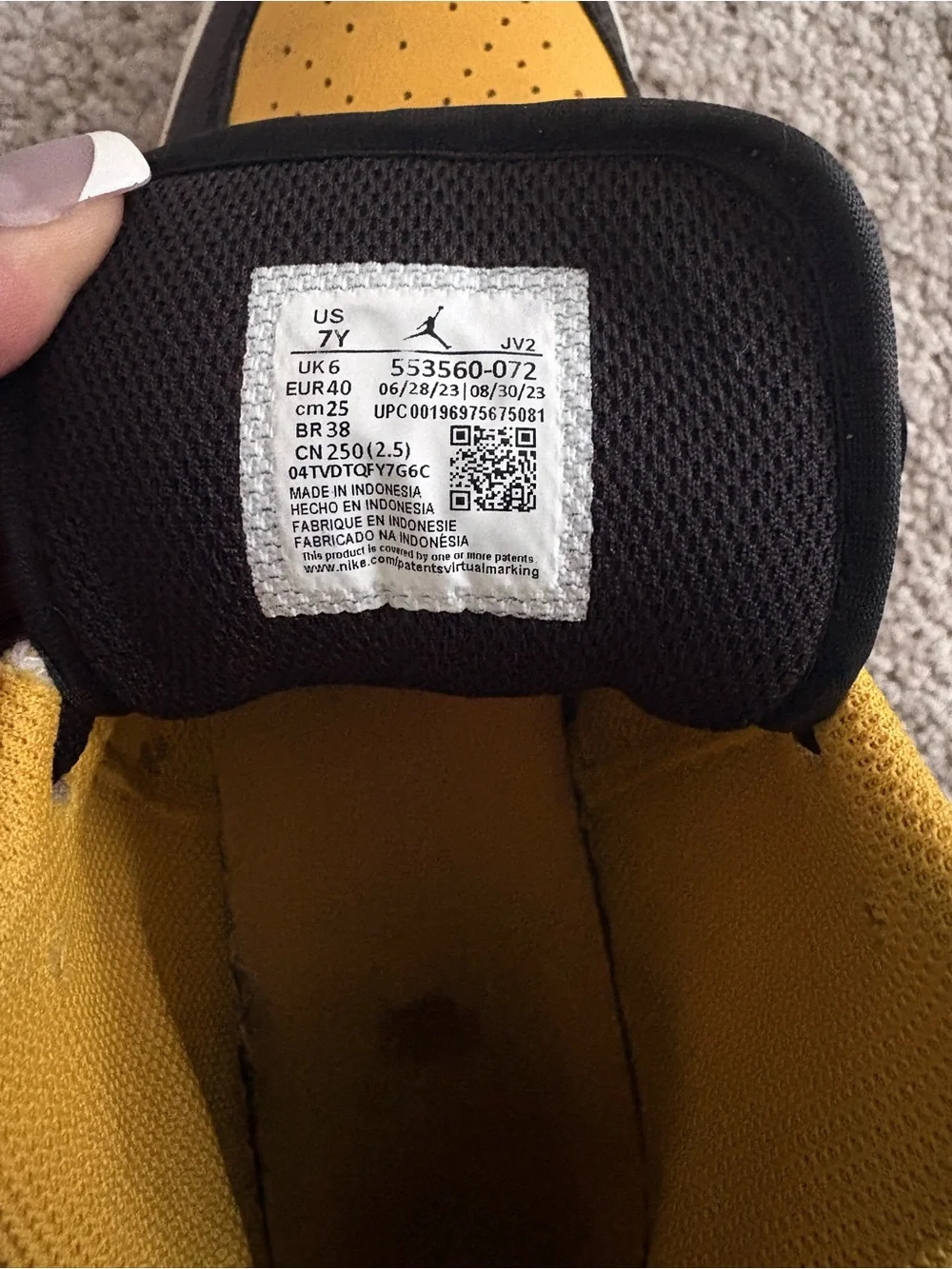 Jordan Black and Yellow Low-Top Sneakers